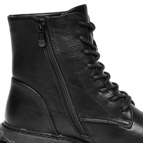 Mid-heel chunky heel and fleece lace-up side zip M - Picture 5 of 8